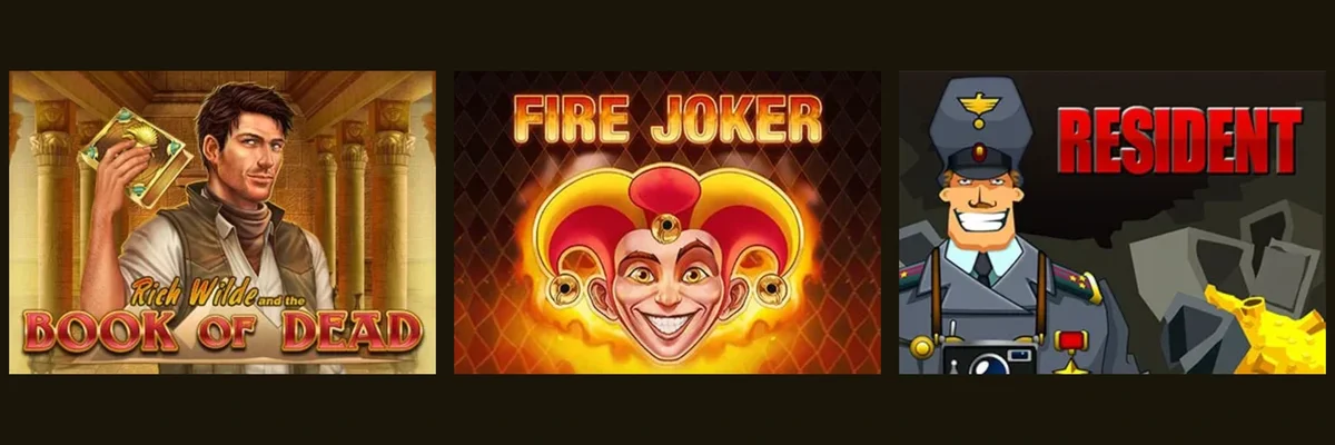 Мобильные слоты казино Эльдорадо — Book of Dead, Fire Joker, Resident